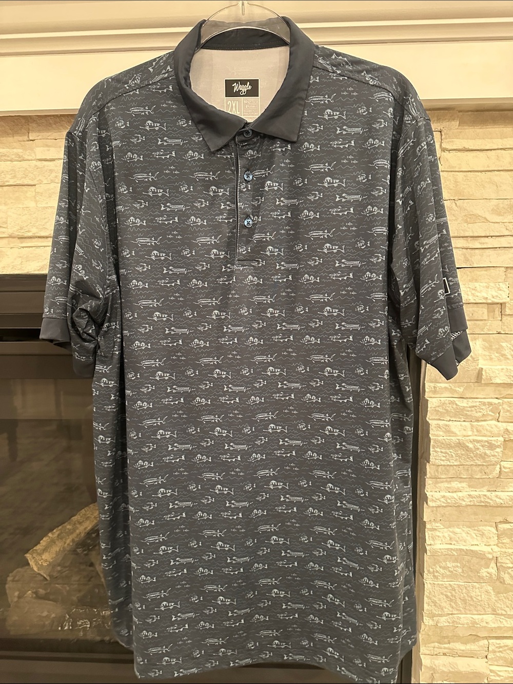 Waggle Men's Navy Patterned Polo Shirt - XXL